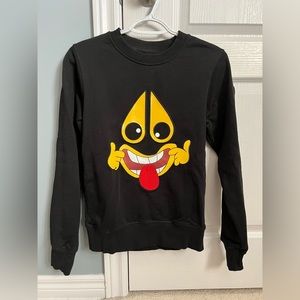 Moose Knuckles Black Crewneck Sweater with Yellow & Red Graphic